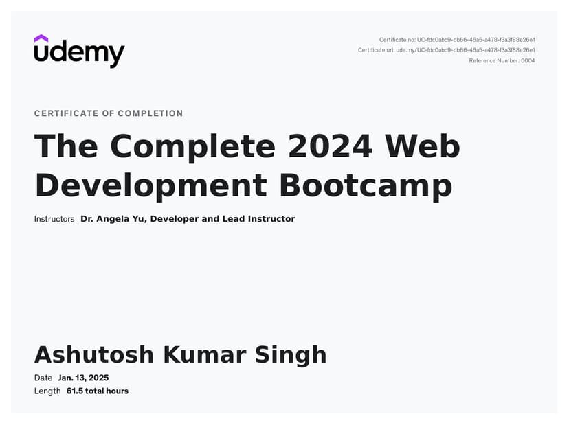 Udemy Web Development Bootcamp
